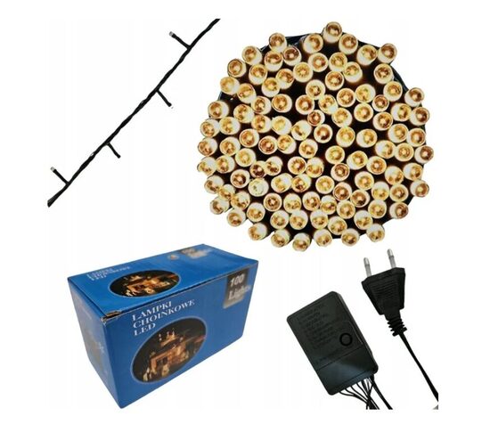 Kalėdinės lemputės 100 led kalėdinė girlianda Led 100, 8 metrai šiltai baltos spalvos